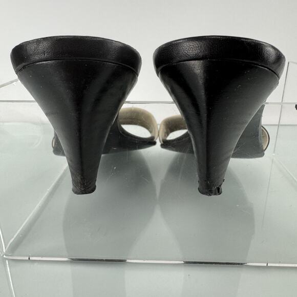 PRADA Kitten Heel Slip on Mules Black White Made in Italy Womens 7.5 - 38 EU - Picture 5 of 8